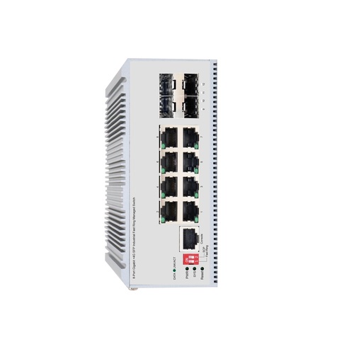 8-Port Gigabit +4G SFP Industrial Fast Ring Managed Switch
